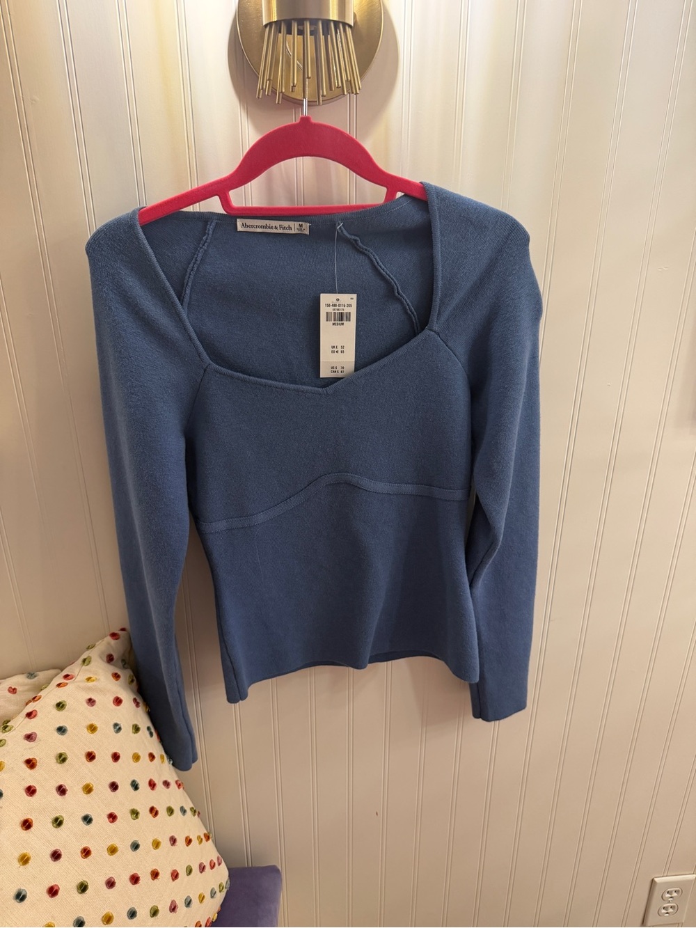 Abercrombie & Fitch Blue Square-Neck Knit Sweater